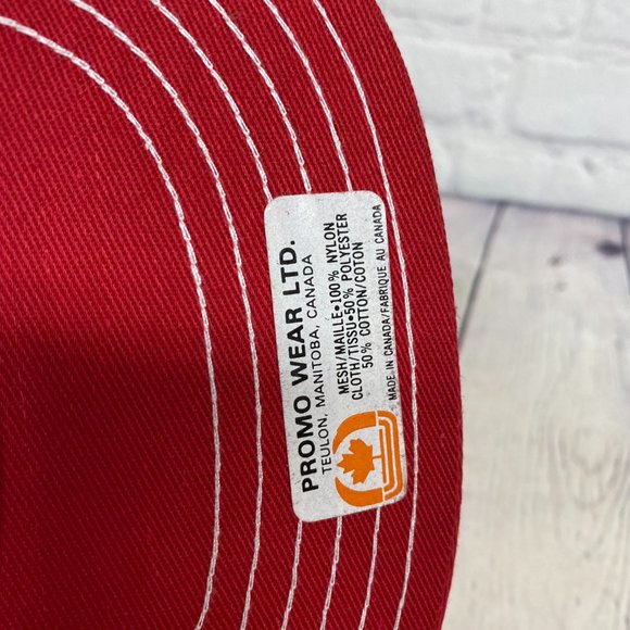 Vintage Farmer Hat Mesh Rope Cap Red White BROMOX Herbicide - DEFECT HOLE Item#2 - Picture 8 of 9